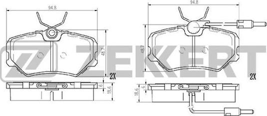 Zekkert BS-2993 - Bremžu uzliku kompl., Disku bremzes ps1.lv