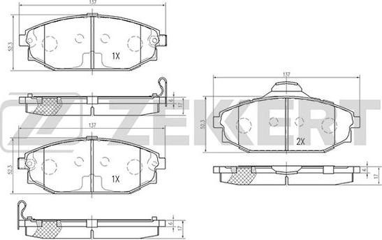 Zekkert BS-2440 - Bremžu uzliku kompl., Disku bremzes ps1.lv