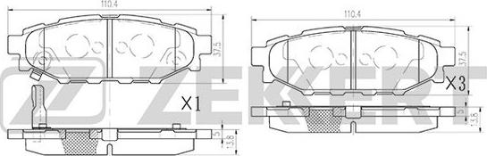 Zekkert BS-2592 - Bremžu uzliku kompl., Disku bremzes ps1.lv