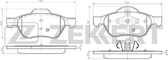 Zekkert BS-2514 - Bremžu uzliku kompl., Disku bremzes ps1.lv