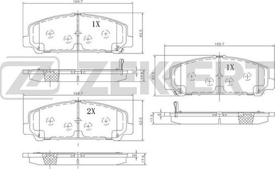 Zekkert BS-2520 - Bremžu uzliku kompl., Disku bremzes ps1.lv