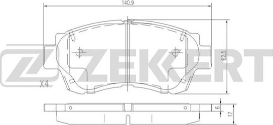 Zekkert BS-2080 - Bremžu uzliku kompl., Disku bremzes ps1.lv