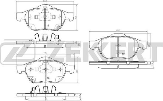 Zekkert BS-2075 - Bremžu uzliku kompl., Disku bremzes ps1.lv