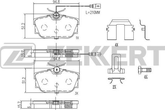 Zekkert BS-2895 - Bremžu uzliku kompl., Disku bremzes ps1.lv