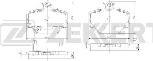 Zekkert BS-2897 - Bremžu uzliku kompl., Disku bremzes ps1.lv