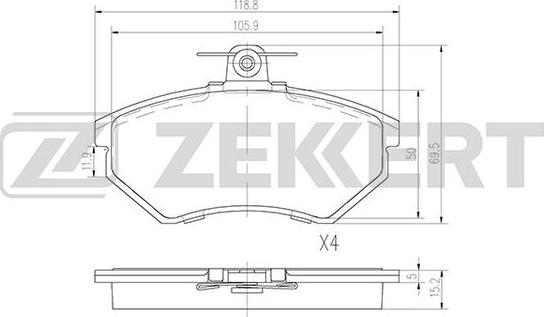 Zekkert BS-2862 - Bremžu uzliku kompl., Disku bremzes ps1.lv