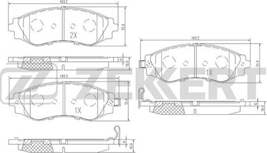 Zekkert BS-2810 - Bremžu uzliku kompl., Disku bremzes ps1.lv