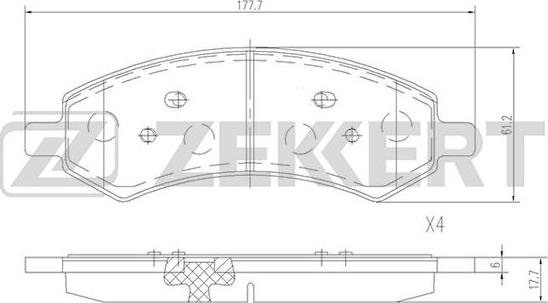 Zekkert BS-2383 - Bremžu uzliku kompl., Disku bremzes ps1.lv