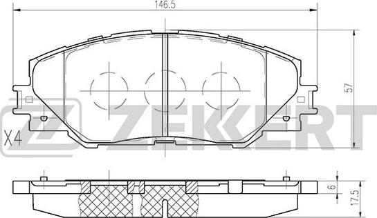 Zekkert BS-2716 - Bremžu uzliku kompl., Disku bremzes ps1.lv