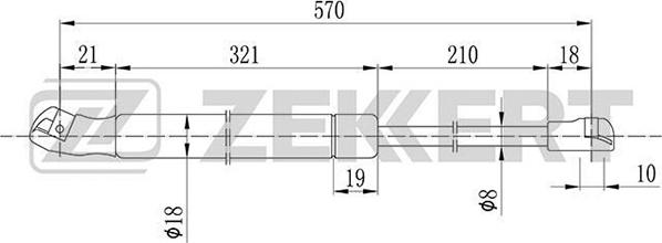 Zekkert GF-1492 - Gāzes atspere, Bagāžas / Kravas nodalījuma vāks ps1.lv