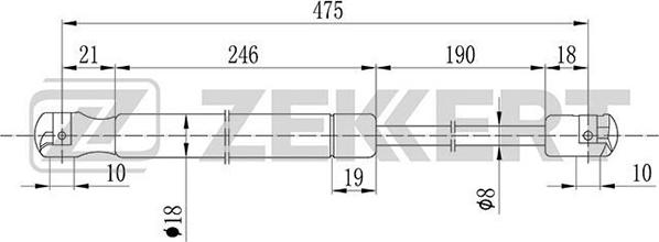 Zekkert GF-1430 - Gāzes atspere, Bagāžas / Kravas nodalījuma vāks ps1.lv