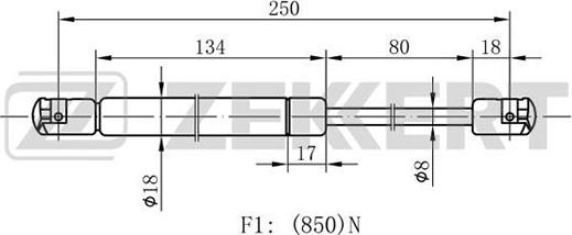 Zekkert GF-1431 - Gāzes atspere, Motora pārsegs ps1.lv