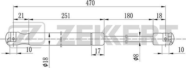 Zekkert GF-1432 - Gāzes atspere, Bagāžas / Kravas nodalījuma vāks ps1.lv