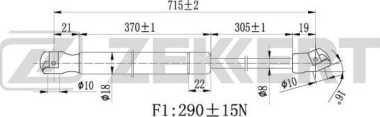 Zekkert GF-1646 - Gāzes atspere, Motora pārsegs ps1.lv