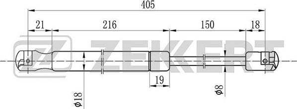 Zekkert GF-1605 - Gāzes atspere, Bagāžas / Kravas nodalījuma vāks ps1.lv