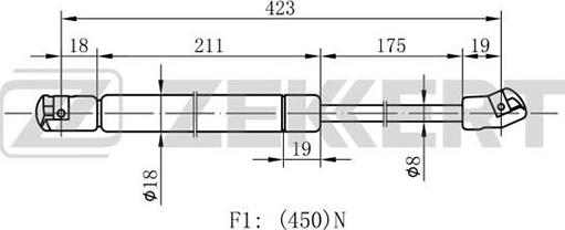 Zekkert GF-1625 - Gāzes atspere, Bagāžas / Kravas nodalījuma vāks ps1.lv