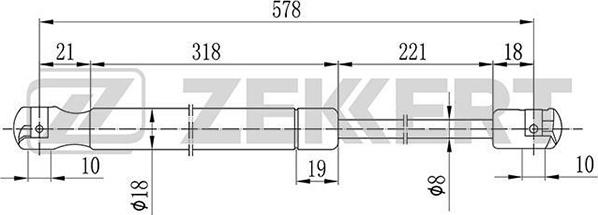 Zekkert GF-1098 - Gāzes atspere, Bagāžas / Kravas nodalījuma vāks ps1.lv