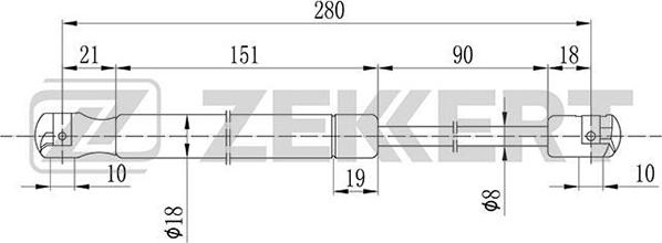 Zekkert GF-1050 - Gāzes atspere, Bagāžas / Kravas nodalījuma vāks ps1.lv