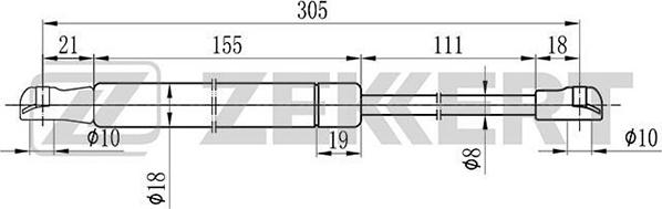 Zekkert GF-1083 - Gāzes atspere, Bagāžas / Kravas nodalījuma vāks ps1.lv