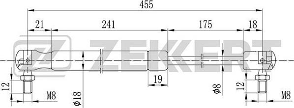 Zekkert GF-1038 - Gāzes atspere, Bagāžas / Kravas nodalījuma vāks ps1.lv