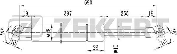 Zekkert GF-1159 - Gāzes atspere, Bagāžas / Kravas nodalījuma vāks ps1.lv