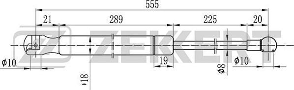 Zekkert GF-1109 - Gāzes atspere, Bagāžas / Kravas nodalījuma vāks ps1.lv