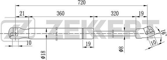 Zekkert GF-1113 - Gāzes atspere, Motora pārsegs ps1.lv