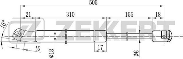 Zekkert GF-1803 - Gāzes atspere, Bagāžas / Kravas nodalījuma vāks ps1.lv