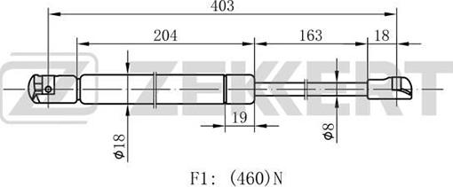 Zekkert GF-1352 - Gāzes atspere, Motora pārsegs ps1.lv