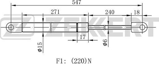 Zekkert GF-1263 - Gāzes atspere, Motora pārsegs ps1.lv