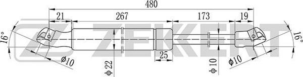 Zekkert GF-1705 - Gāzes atspere, Bagāžas / Kravas nodalījuma vāks ps1.lv