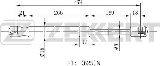 Zekkert GF-1782 - Gāzes atspere, Bagāžas / Kravas nodalījuma vāks ps1.lv