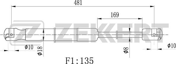 Zekkert GF-2490 - Gāzes atspere, Aizmugurējais stikls ps1.lv