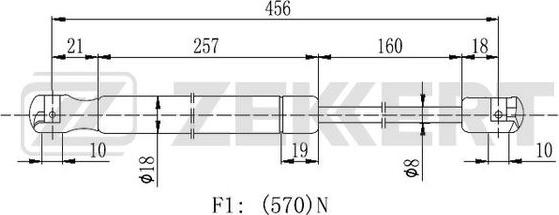 Zekkert GF-2449 - Gāzes atspere, Bagāžas / Kravas nodalījuma vāks ps1.lv