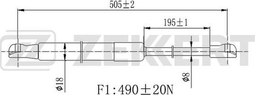 Zekkert GF-2454 - Gāzes atspere, Bagāžas / Kravas nodalījuma vāks ps1.lv