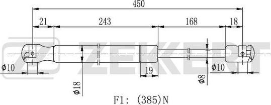 Zekkert GF-2455 - Gāzes atspere, Bagāžas / Kravas nodalījuma vāks ps1.lv