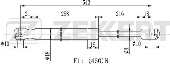 Zekkert GF-2451 - Gāzes atspere, Bagāžas / Kravas nodalījuma vāks ps1.lv