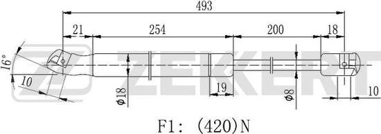 Zekkert GF-2414 - Gāzes atspere, Bagāžas / Kravas nodalījuma vāks ps1.lv