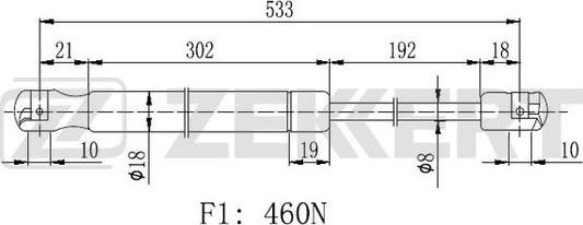 Zekkert GF-2425 - Gāzes atspere, Bagāžas / Kravas nodalījuma vāks ps1.lv