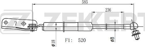 Zekkert GF-2537 - Gāzes atspere, Bagāžas / Kravas nodalījuma vāks ps1.lv