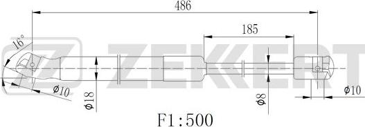 Zekkert GF-2523 - Gāzes atspere, Bagāžas / Kravas nodalījuma vāks ps1.lv