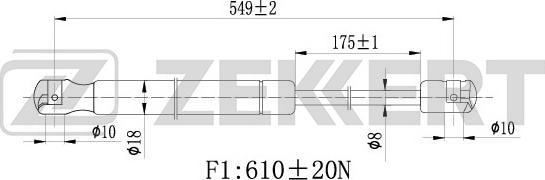 Zekkert GF-2096 - Gāzes atspere, Bagāžas / Kravas nodalījuma vāks ps1.lv