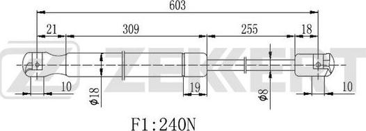 Zekkert GF-2046 - Gāzes atspere, Bagāžas / Kravas nodalījuma vāks ps1.lv