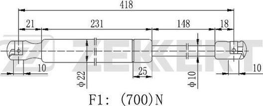 Zekkert GF-2190 - Gāzes atspere, Bagāžas / Kravas nodalījuma vāks ps1.lv