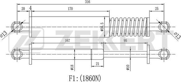 Zekkert GF-2140 - Gāzes atspere, Bagāžas / Kravas nodalījuma vāks ps1.lv