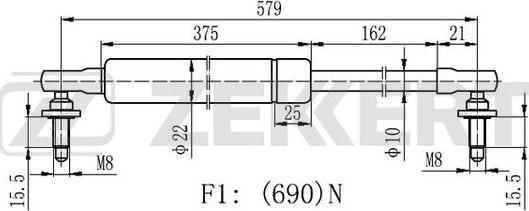 Zekkert GF-2159 - Gāzes atspere, Bagāžas / Kravas nodalījuma vāks ps1.lv