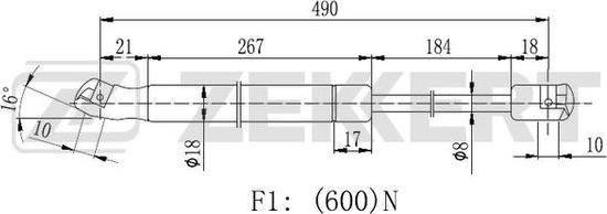 Zekkert GF-2151 - Gāzes atspere, Bagāžas / Kravas nodalījuma vāks ps1.lv