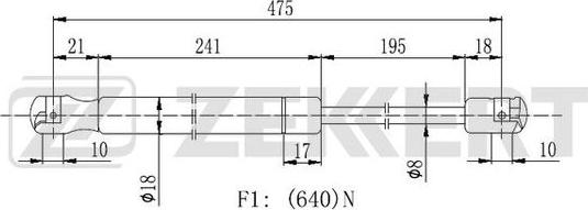 Zekkert GF-2152 - Gāzes atspere, Bagāžas / Kravas nodalījuma vāks ps1.lv