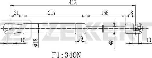 Zekkert GF-2157 - Gāzes atspere, Bagāžas / Kravas nodalījuma vāks ps1.lv