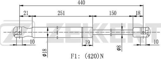 Zekkert GF-2165 - Gāzes atspere, Bagāžas / Kravas nodalījuma vāks ps1.lv